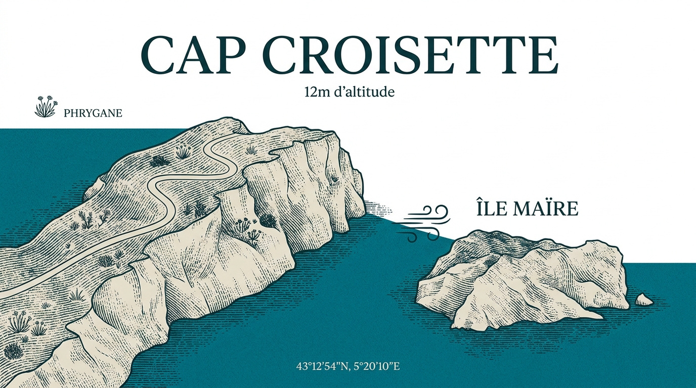 Vue panoramique sur le Cap Croisette et l'île Maïre à Marseille