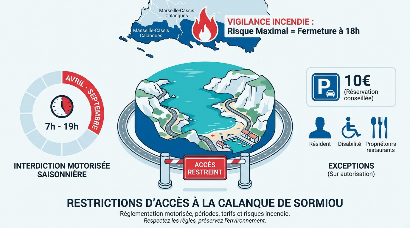 Barrière de sécurité et route sinueuse menant à la calanque de Sormiou à Marseille