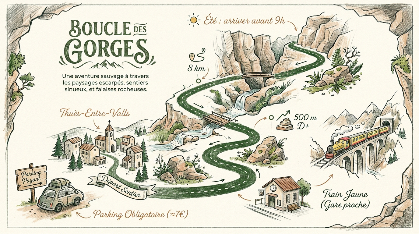 Carte de randonnée des gorges de la Carança