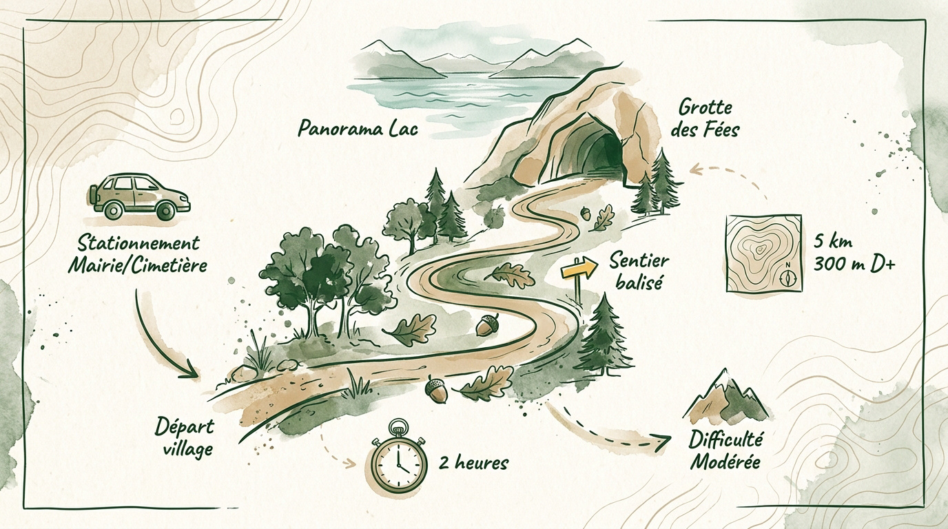 Randonnée à la grotte des fées : panorama sur le lac