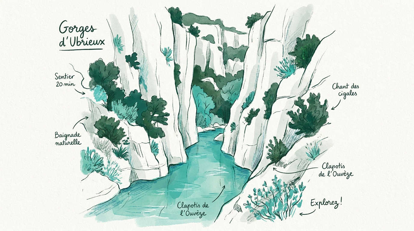 Falaises calcaires et eaux turquoise de l'Ouvèze dans les gorges d'Ubrieux