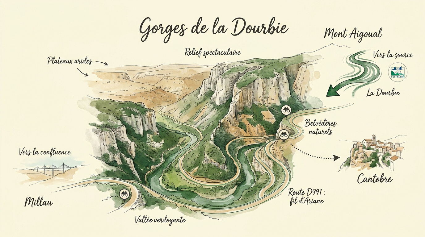 Infographie des Gorges de la Dourbie
