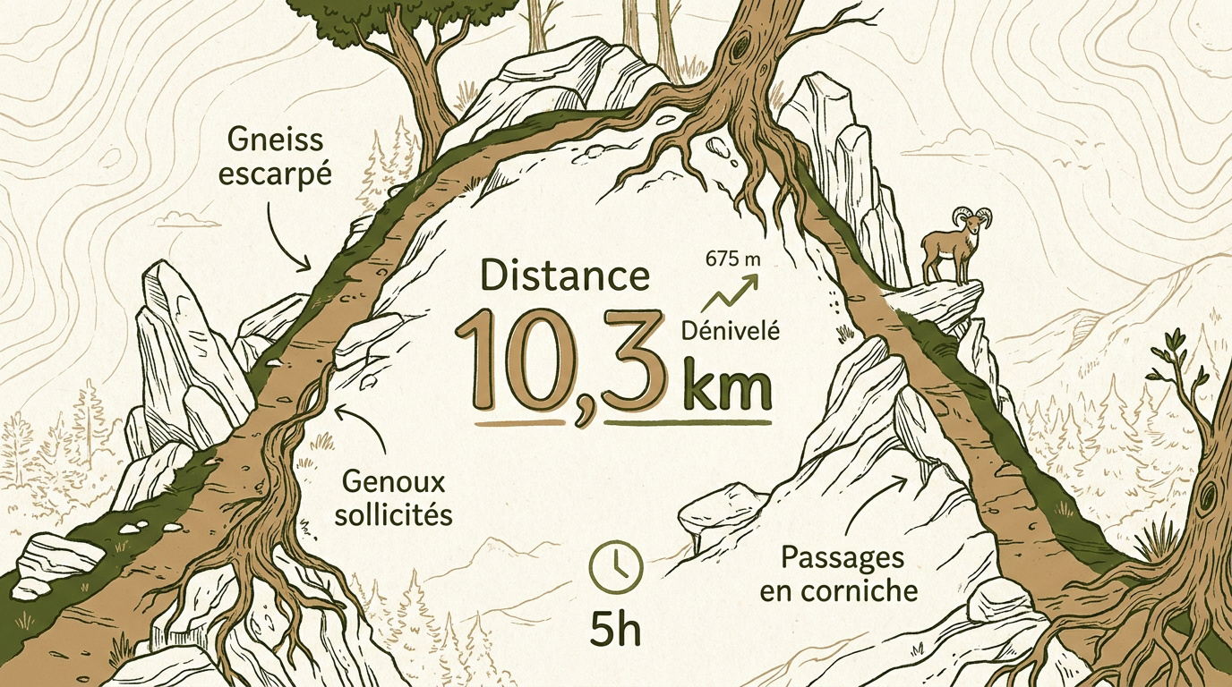 Infographie technique de la randonnée des Gorges de Colombières