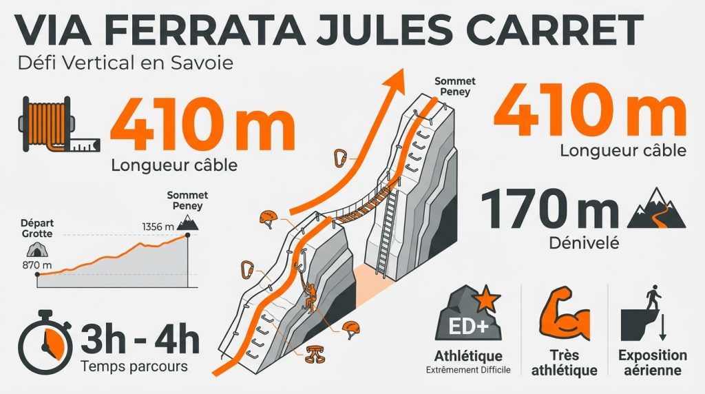 Défier la via ferrata Carret : vertige en Savoie