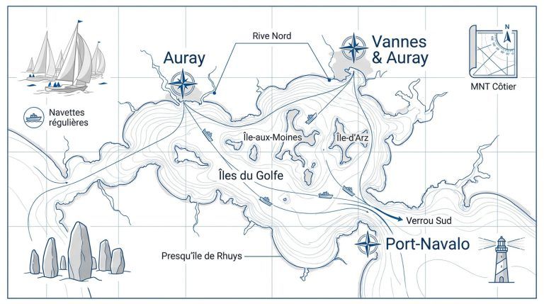 Explorer les rivages avec une carte du golfe du Morbihan