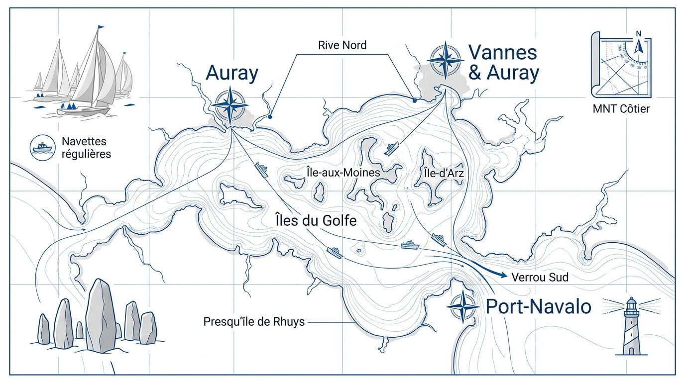 Explorer les rivages avec une carte du golfe du Morbihan