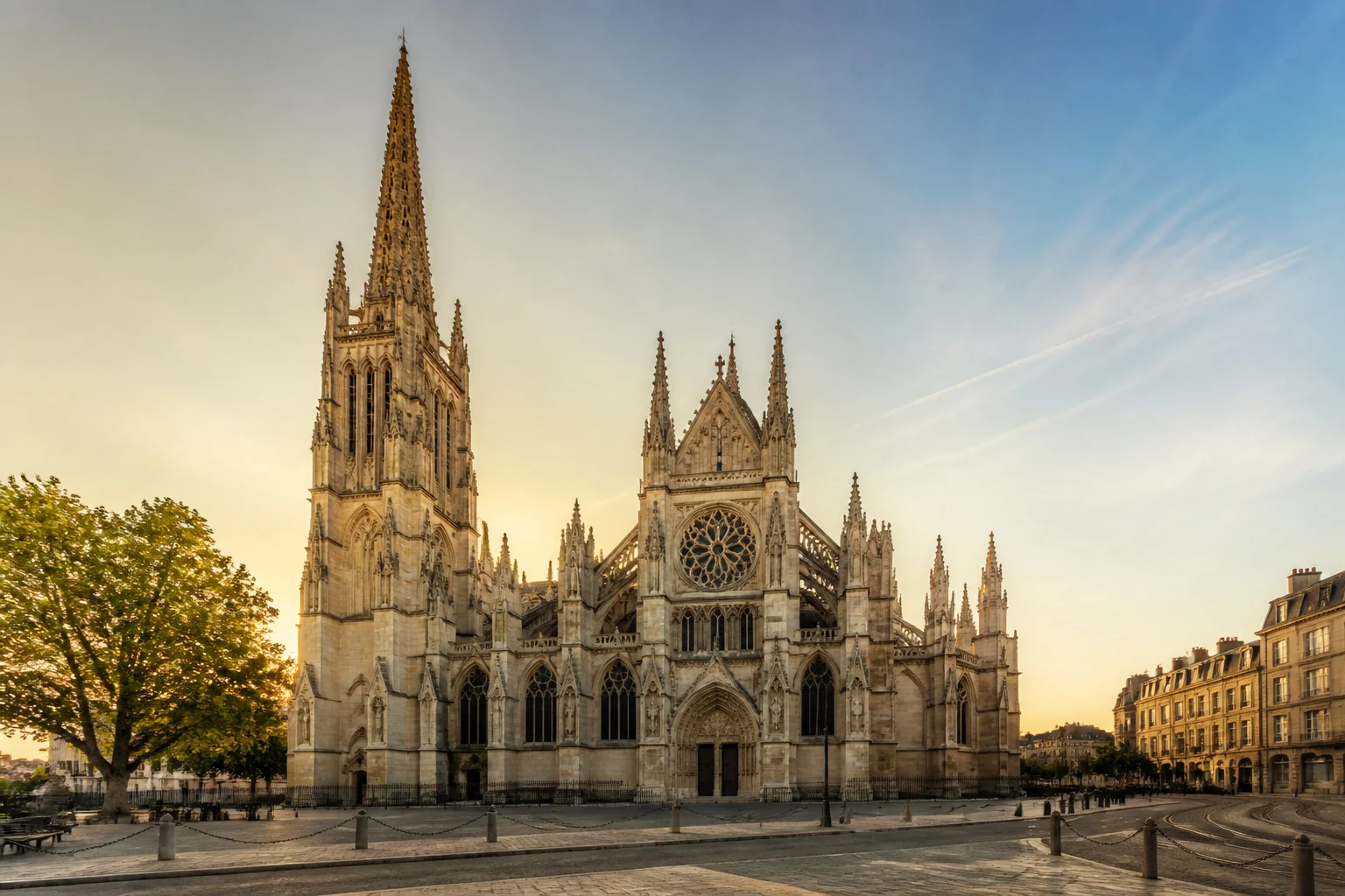 Cathedrale saint andre de bordeaux au coucher du soleil