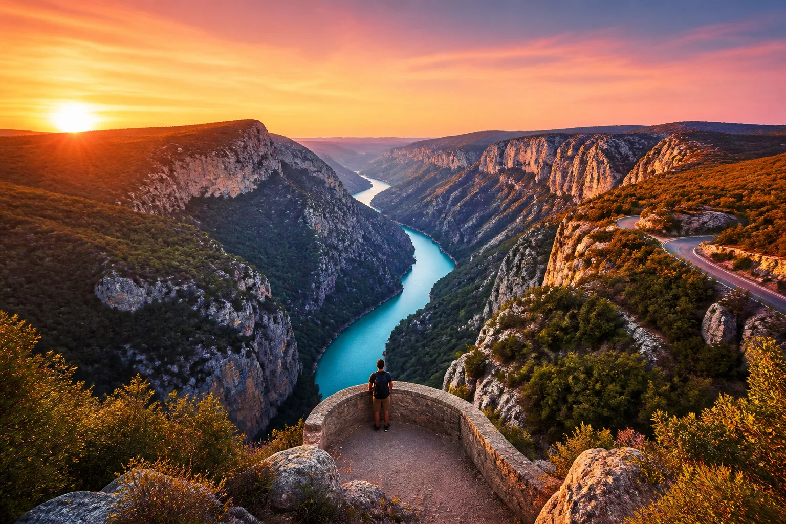 Gorges du verdon au coucher du soleil
