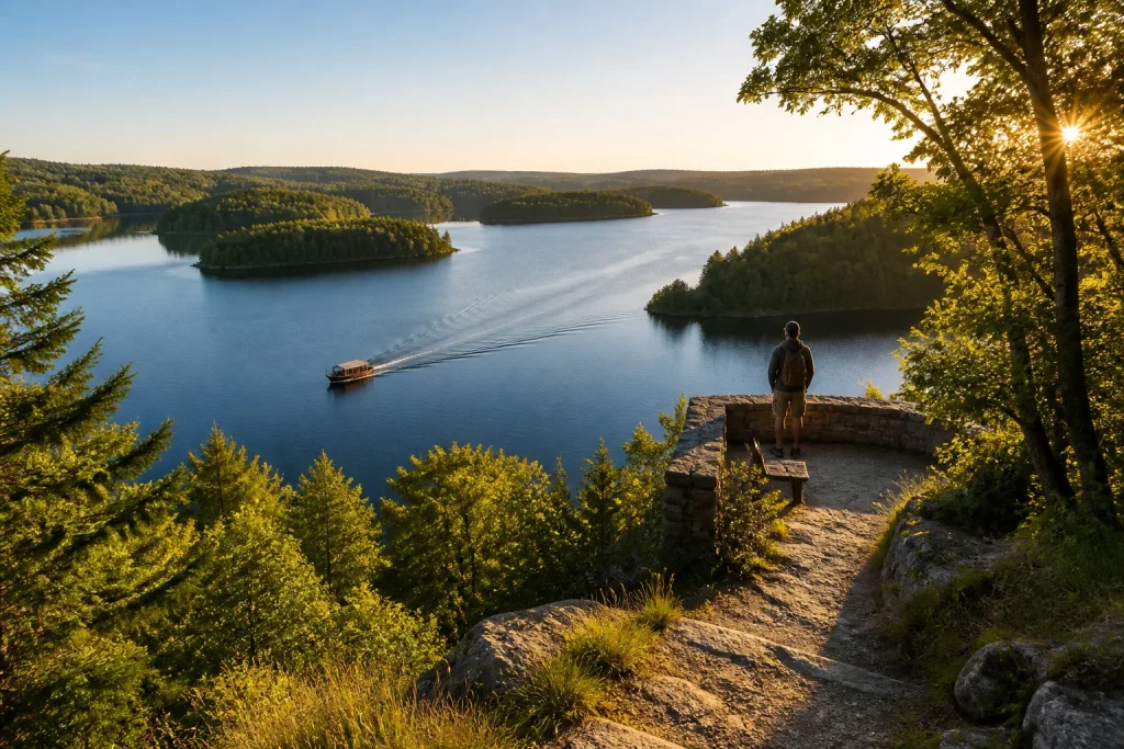 Lac de vassiviere au coucher du soleil