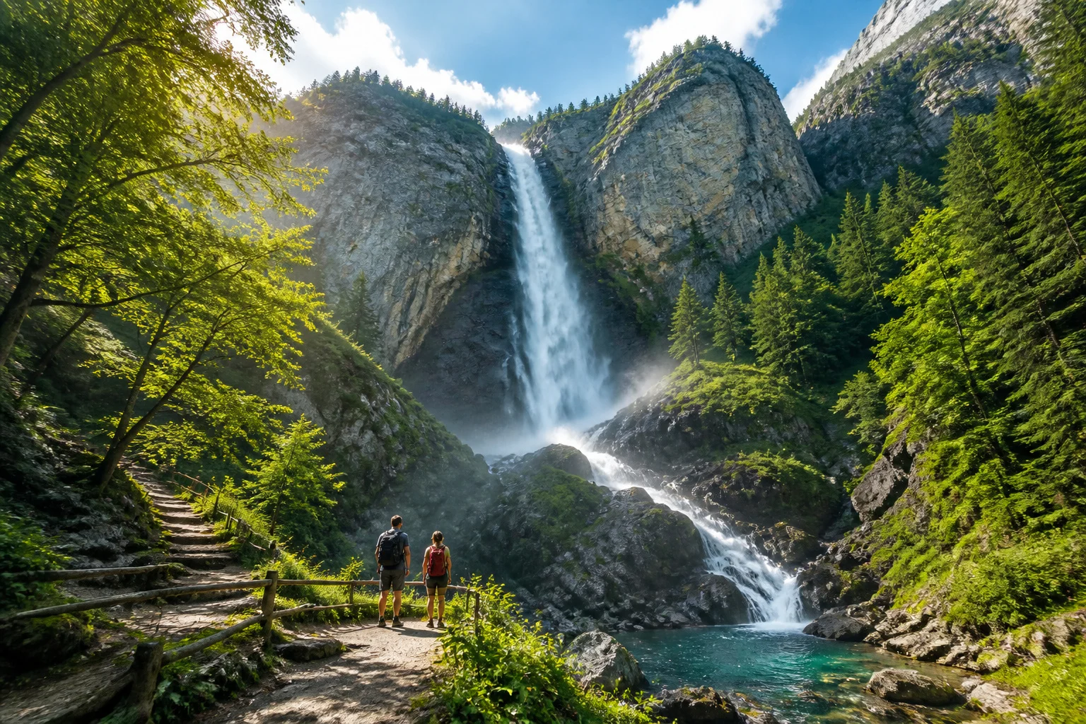Cascade majestueuse dans les montagnes francaises