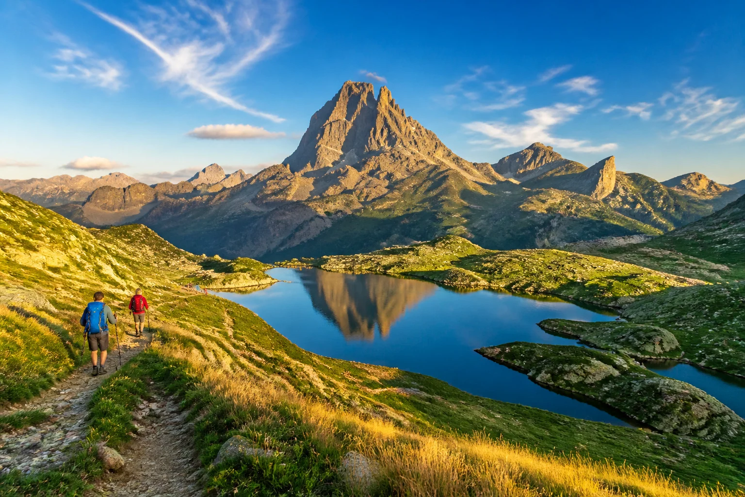 Pic du midi dossau et lacs dayous au crepuscule