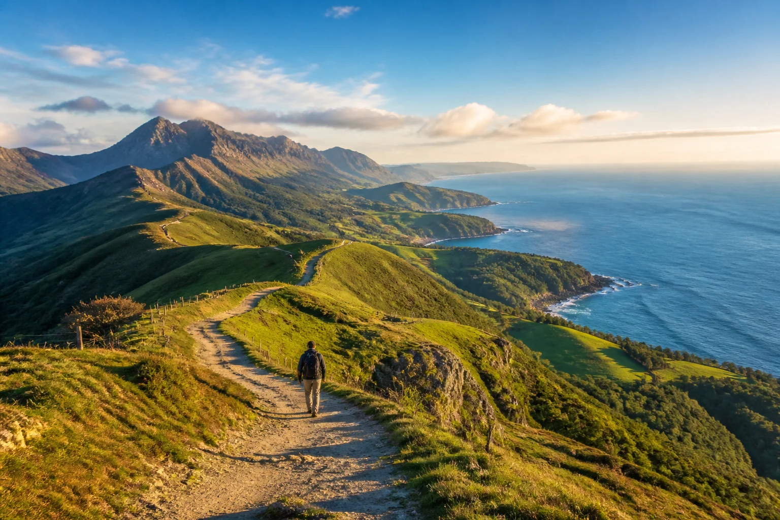 Sentier du pays basque montagnes et ocean