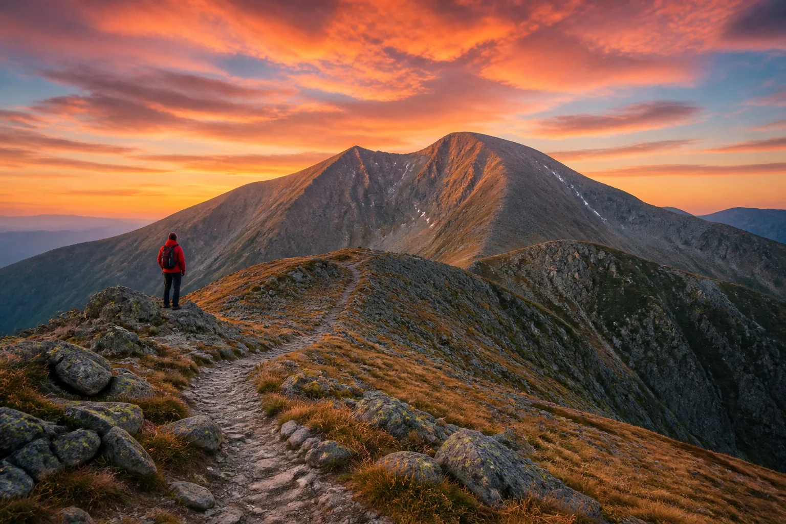 Lever du soleil sur le pic du canigou
