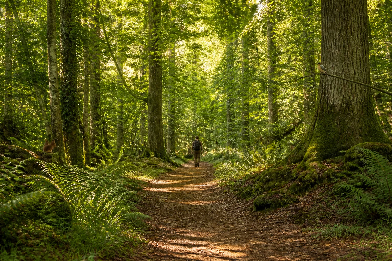 Sentier forestier ensoleille dans la foret de dourdan