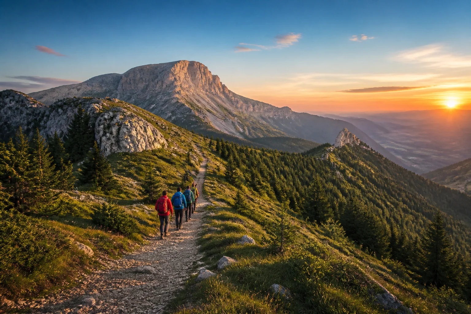 Randonnee au coucher du soleil dans les chartreuse