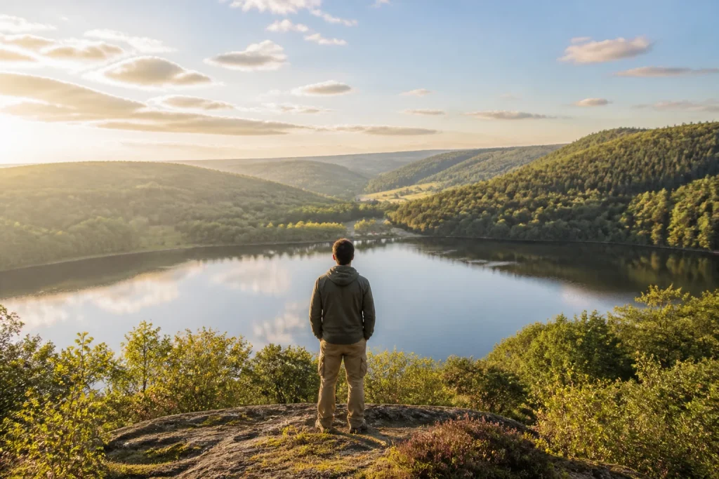 Serenite ardennaise au lever du soleil